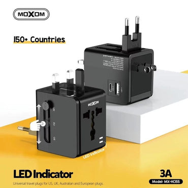 Moxom, MX-HC155 Universal Travel Adapter With USB And Type-C Ports