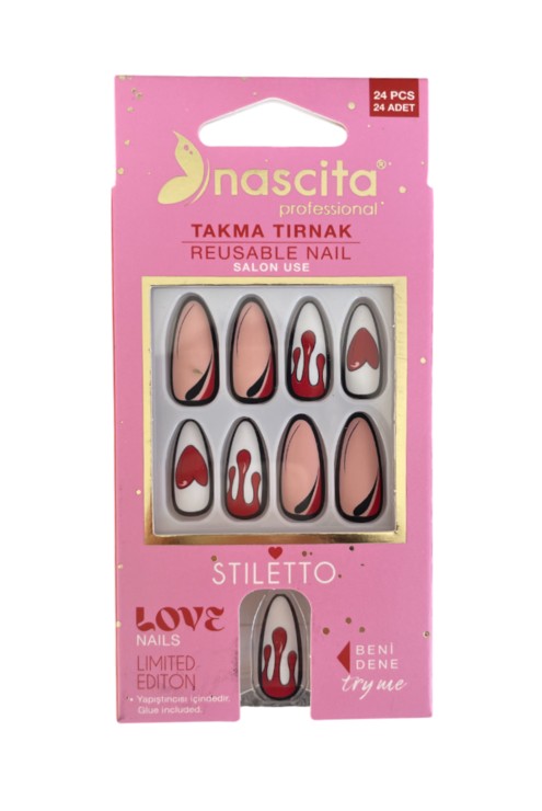Nascita, Stiletto Designed Nails With Glue 200 Pack of 24