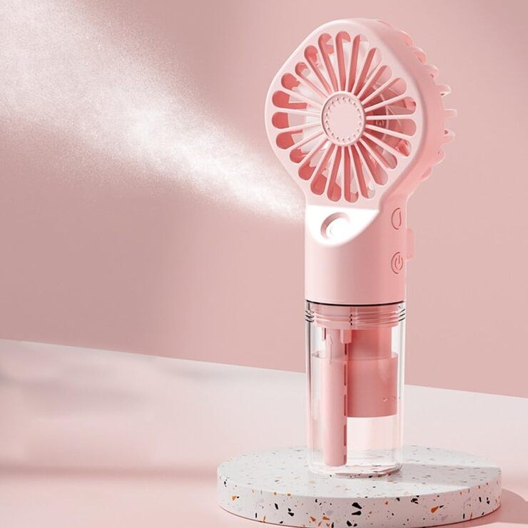 Portable Handheld Rechargeable Fan With Water Spray, Available in Different Colors