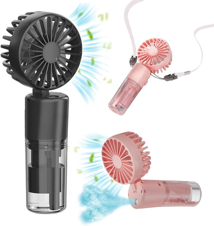 Rechargeable Neck Hanging Fan With Water Spray, Available in Different Colors