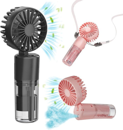 Rechargeable Neck Hanging Fan With Water Spray, Available in Different Colors