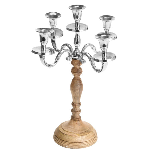 5-Arm Wooden Candle Holder 38 cm