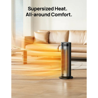 Dreo Space Electric Heater for Large Room, 20-Inch with FortPlug for Indoor Use, 8 Safe Protection Tower, 70 Degree Oscillation, PTC Ceramic with Remote, 12H Timer