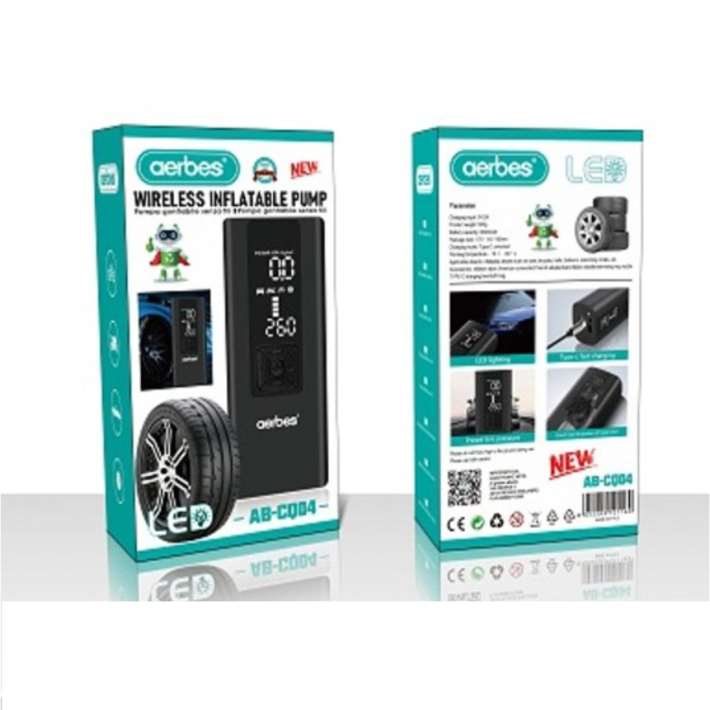 Aerbes Wireless Rechargeable Car Tyre Inflation Pump With Cable 8000Mah Battery With LED Indicator PO-6278ABCQ04, AB-CQ04