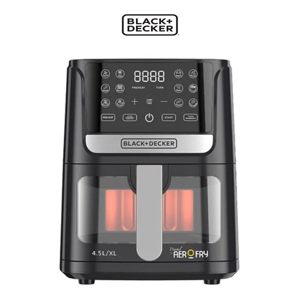 Black & Decker, 4.5L Air Fryer With Led Touch Panel, 12 Preset Programs, Adjustable Temp 80-200?C, Timer, Preheat, Reheat, Keep Warm, Dehydrate, Auto-Off, Dishwasher-Safe ? Af4500-B5