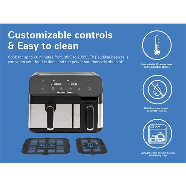 Hamilton Beach, Air Fryer 8.5L Dual
