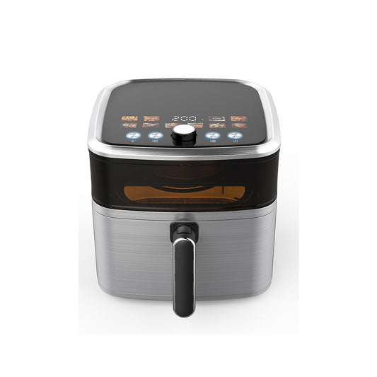 Campomatic Pro Air Fryer XXL - 9L - 2.4Kg, Full Stainless Steel Body, Glass Window, 2000W, 11 Pre-Set Programs, Dual Cyclone, Precise Temperature & Timer, Non Stick Basket, AF90TSS