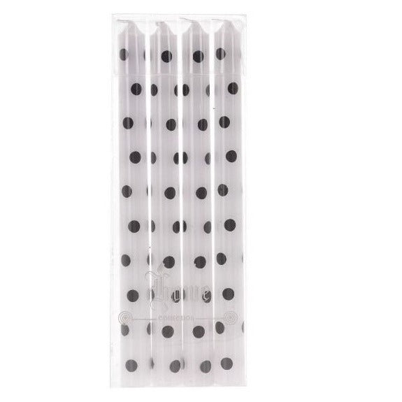 Dinner Candles Set Of 4 Pcs Dot Black