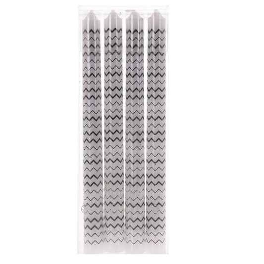 Dinner Candles Set Of 4 Pcs Zigzag Black And White