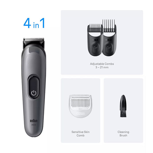 Braun Series 3 All-in-One Trimmer 6-in-1 Grooming Kit, AIO3500