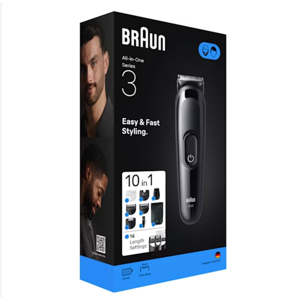 Braun All-in-One Series 3, 10-in-1 Grooming Kit, Sharp Blade, AIO3560