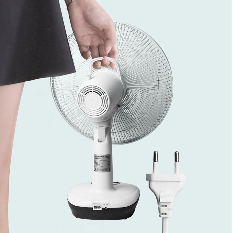 Akko Star, Rechargeable Fan 12' Table Fan, Led Lights, Ac/Dc Operated, Up To 15 Hours On Battery, Built-In Usb Charger