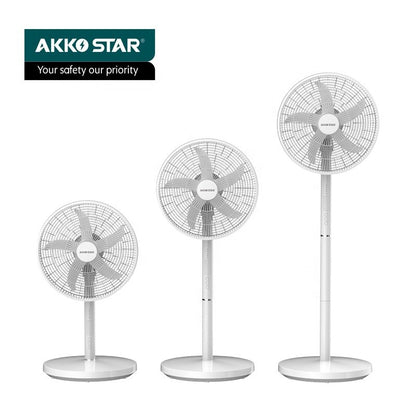 Akko Star, Rechargeable Fan 16' Table/Stand Fan, Emergency Fan, Led Lights, Ac/Dc Operated, Up To 20 Hours On Battery, Built-In Usb Charger
