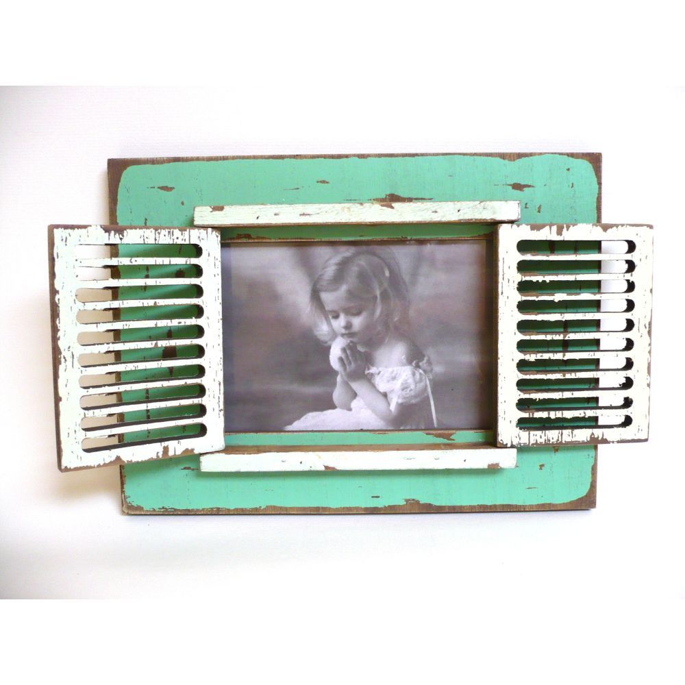 Merlin, Vintage Window Wooden Frame Green