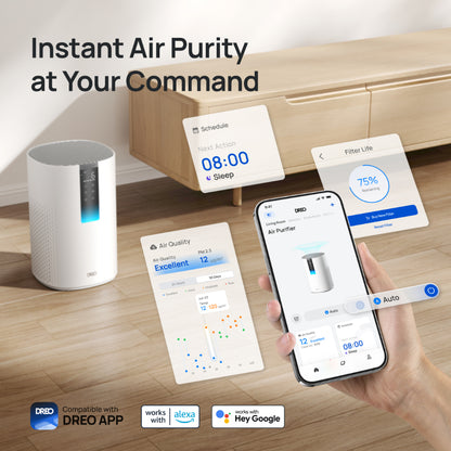 Dreo Smart Air Purifier, 17M, 82M, 3 Stage Hepa Filtration, DR-HAP005S