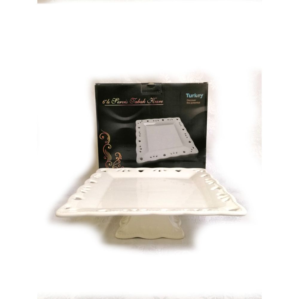 Arow, 26Cm Square Stand Plate Embossed 26Cm