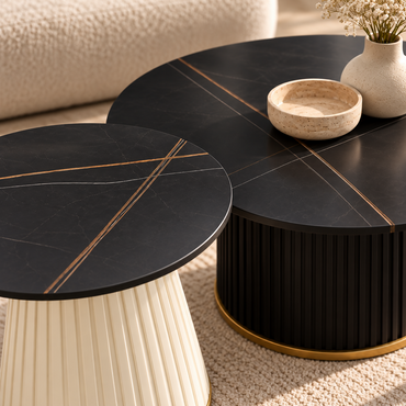 Noir Duo Sculptural Coffee Table Set – 2 Pieces | XS31-38