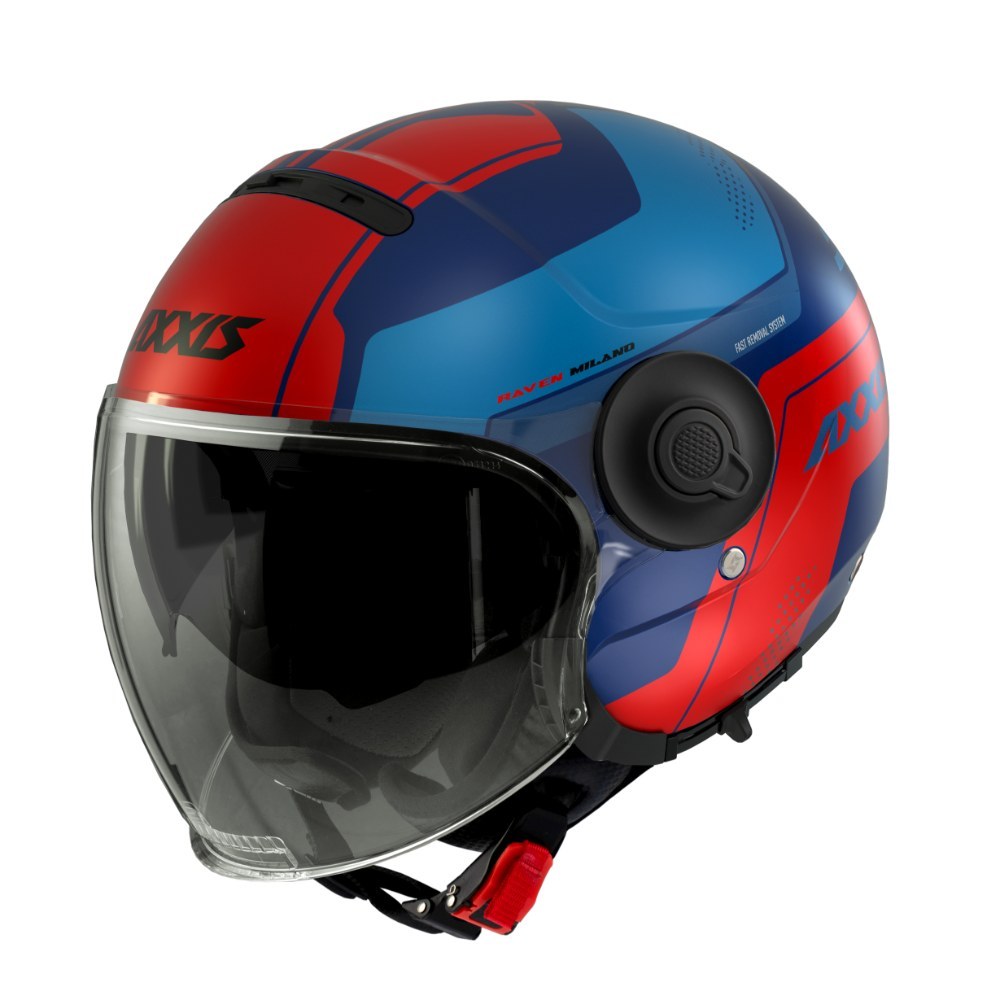 Axxis, Helmet Raven Milano Matt Blue Red, Available in Different Sizes