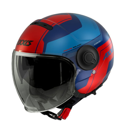 Axxis, Helmet Raven Milano Matt Blue Red, Available in Different Sizes
