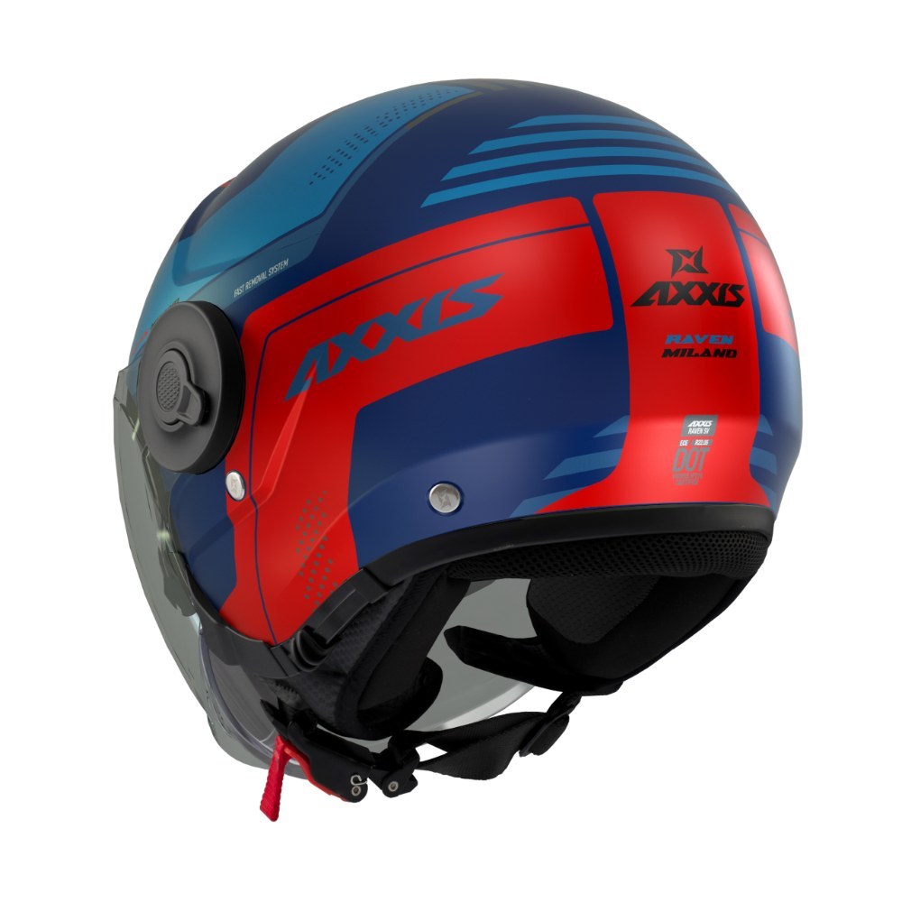 Axxis, Helmet Raven Milano Matt Blue Red, Available in Different Sizes