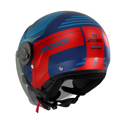 Axxis, Helmet Raven Milano Matt Blue Red, Available in Different Sizes