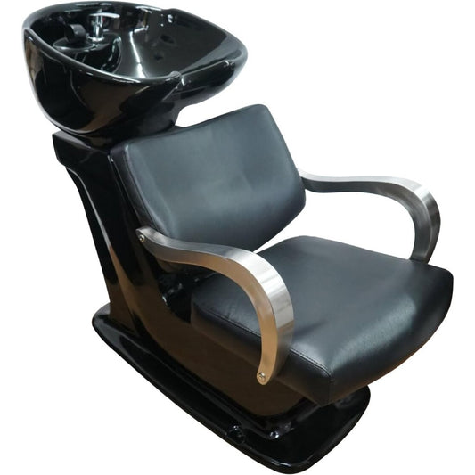La Perla Tech, Shampoo Chair Backwash Unit Sink Station with Tilting Ceramic Bowl, Ideal for Barbershop,Beauty Salon Spa (Black)