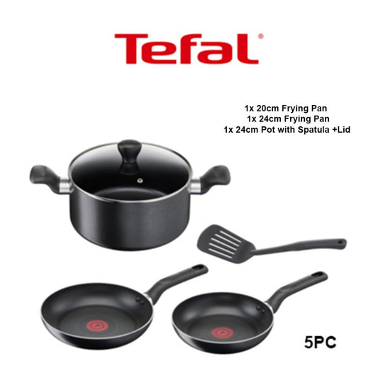 Tefal, Super Cook 5 Pc Set Stewpot 24 Cm, Frypans 20/24 Cm, Slotted Spatula