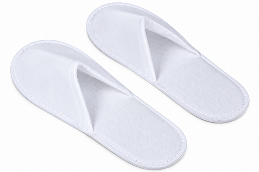 La Perla Tech, White Disposable Slippers, Cotton Closed Toe Spa Slippers, 6414202116958