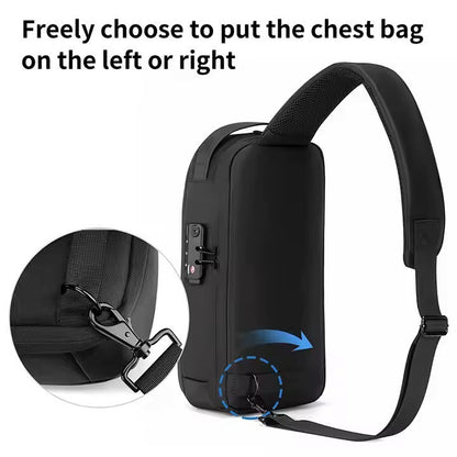 Kingsons, KS3288W-A Chest Sling Bag ? Waterproof High-Quality Material, TSA Pocket, USB Charging
