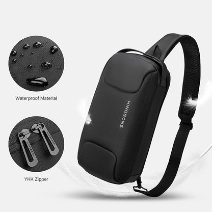 Kingsons, KS3288W-A Chest Sling Bag ? Waterproof High-Quality Material, TSA Pocket, USB Charging