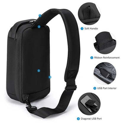 Kingsons, KS3288W-A Chest Sling Bag ? Waterproof High-Quality Material, TSA Pocket, USB Charging
