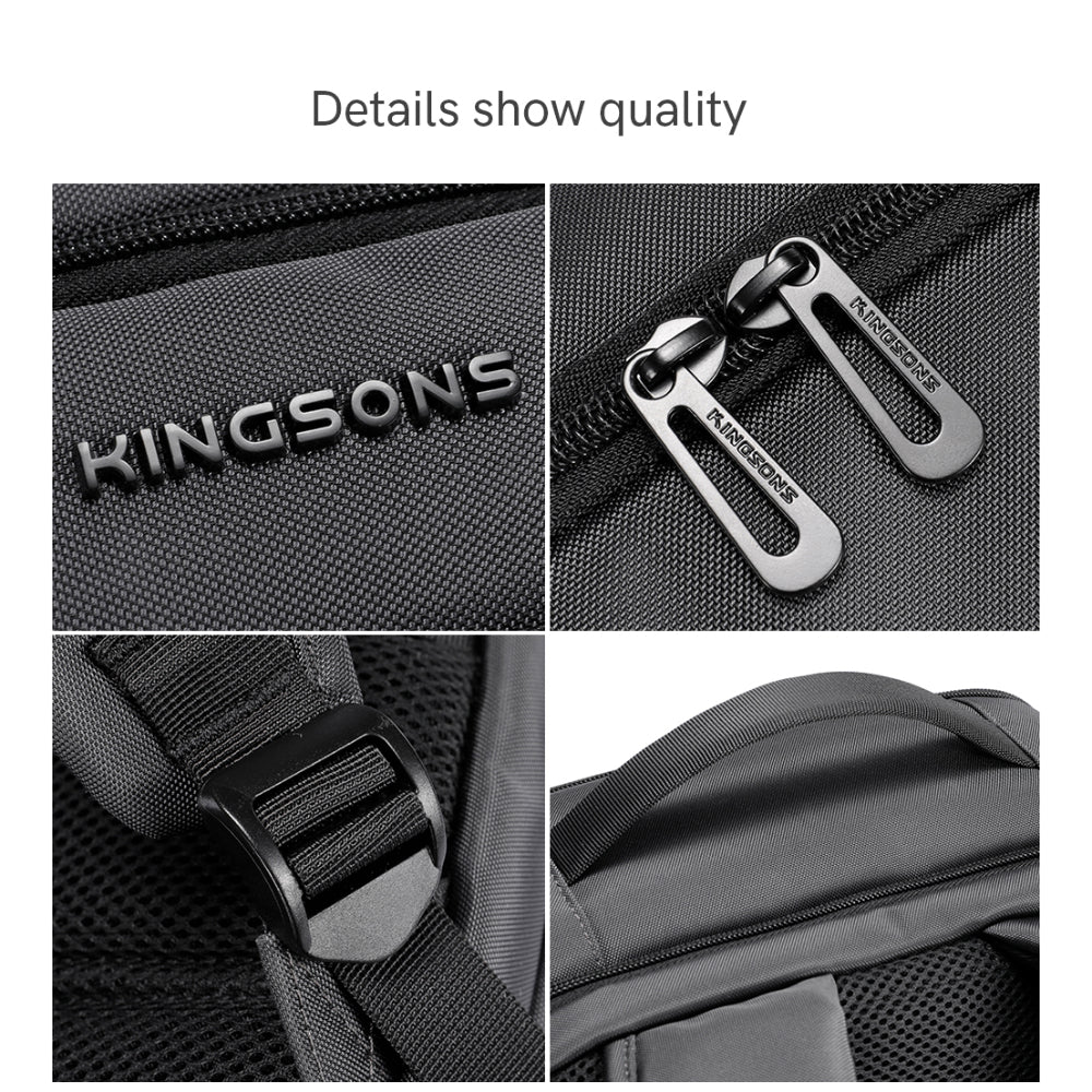 KINGSONS KS25465 15.6' Premium Waterproof Laptop Backpack,  Multi-Compartment Ergonomic Travel Bag, Business design