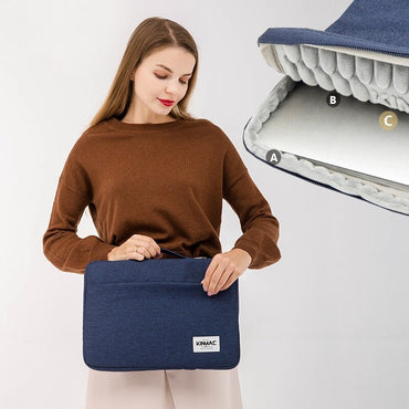 Kinmac, Vertical Design Sleeve Kms408 Navy Nylon, Full Protection & Water-Resistant, Available in Different Sizes