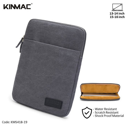 Kinmac, Slim Laptop Sleeve Kms418 Gray, Vertical Design, Soft Interior Lining & Water-Resistant, Available in Different Sizes