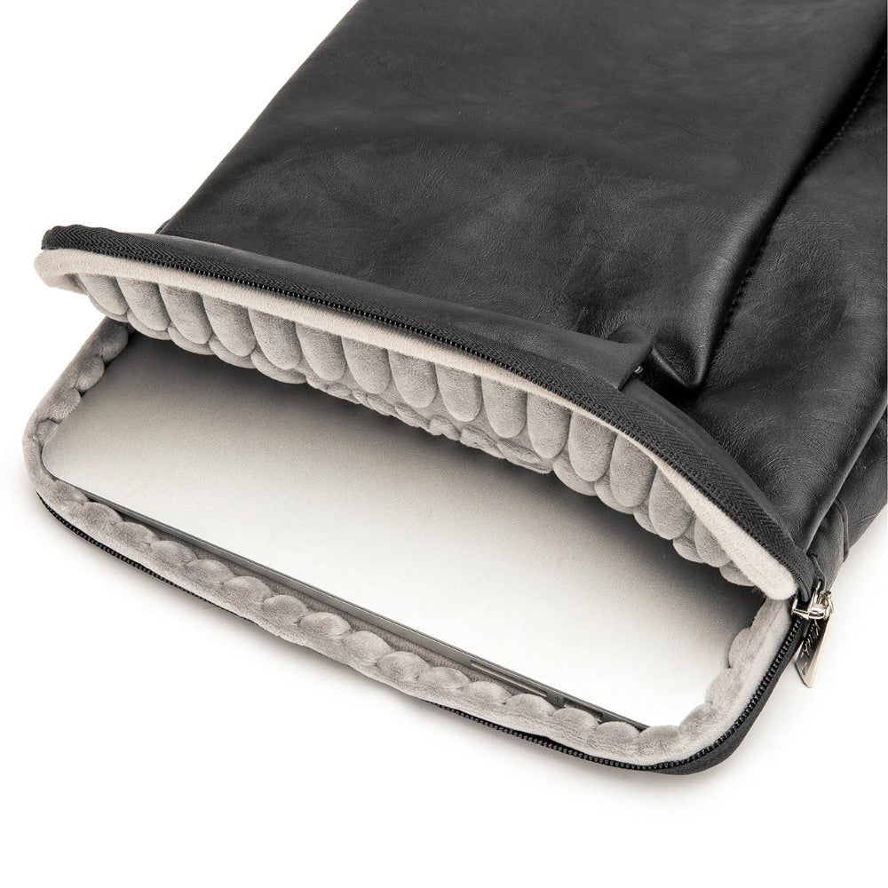 Kinmac, Vertical Design Sleeve Kmc463-64 Black Pu, Full Protection & Water-Resistant