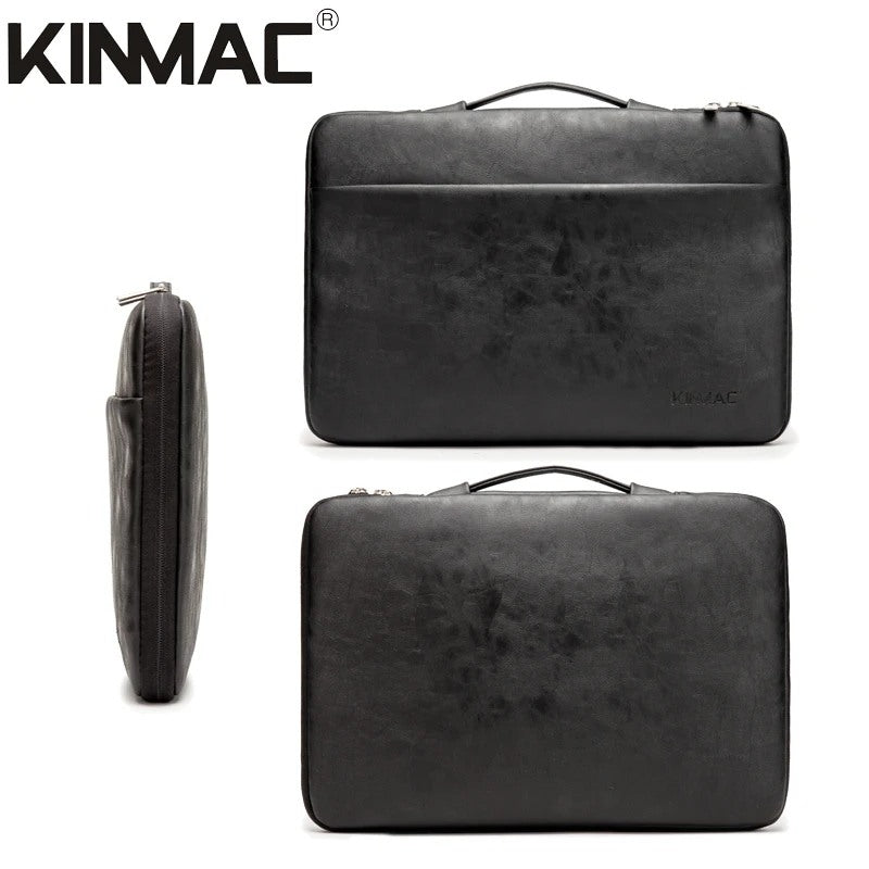 Kinmac, Vertical Design Sleeve Kmc463-64 Black Pu, Full Protection & Water-Resistant