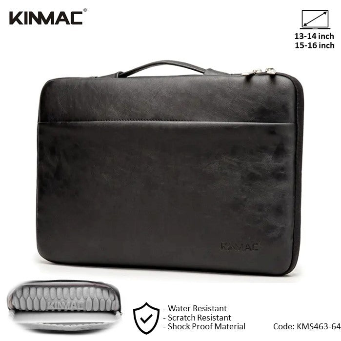 Kinmac, Vertical Design Sleeve Kmc463-64 Black Pu, Full Protection & Water-Resistant