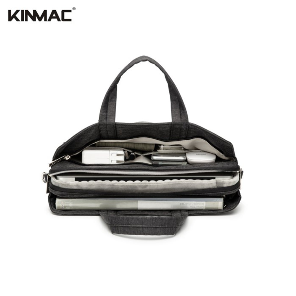 Professional KINMAC Laptop Bag KMC 468-69: Premium PU Leather, Water-Resistant, 3-Compartment Storage [13-14 Inch]