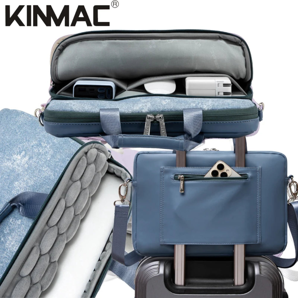 Kinmac 360 Degree Shockproof Embossed Leather Laptop Case KMC474-75 Denim with Military Grade Protection, Available in Different Sizes