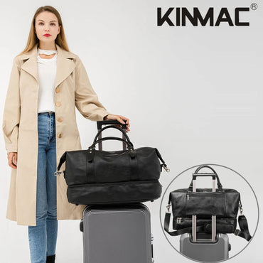 KINMAC Premium Leather Waterproof Gym Bag for Men & Women KMC481-82 Travel Duffel Bag with Shoe Compartment, Dry/Wet Separation, Available in Different Colors