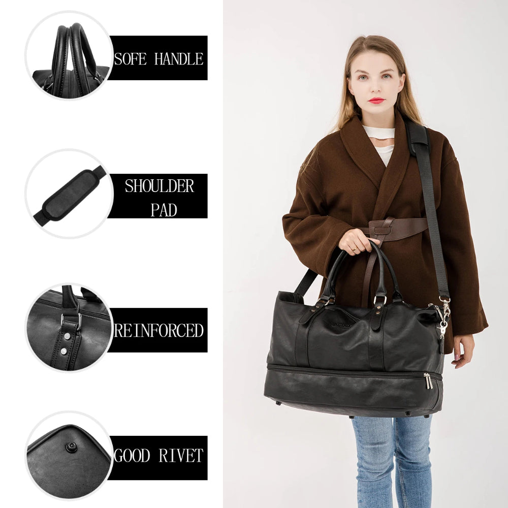 KINMAC Premium Leather Waterproof Gym Bag for Men & Women KMC481-82 Travel Duffel Bag with Shoe Compartment, Dry/Wet Separation, Available in Different Colors