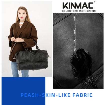 KINMAC Premium Leather Waterproof Gym Bag for Men & Women KMC481-82 Travel Duffel Bag with Shoe Compartment, Dry/Wet Separation, Available in Different Colors