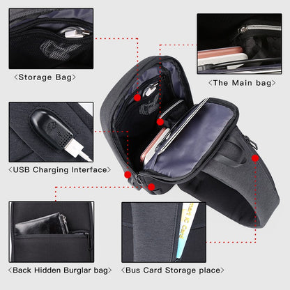 Kingsons, Multifunctional Chest Bag Ks3173W Dark Gray Water-Resistant, Shock-Resistant