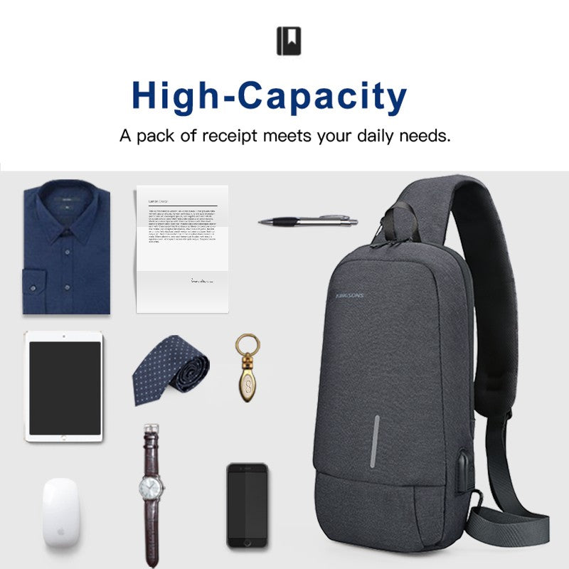 Kingsons, Multifunctional Chest Bag Ks3173W Dark Gray Water-Resistant, Shock-Resistant