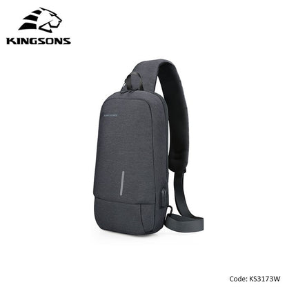 Kingsons, Multifunctional Chest Bag Ks3173W Dark Gray Water-Resistant, Shock-Resistant