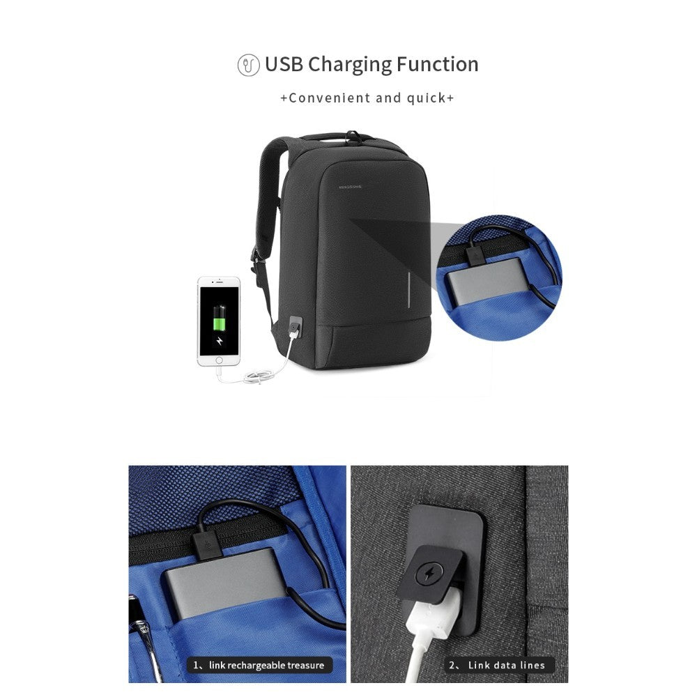 Kingsons, Backpack With Lock Password Ks3149W, 15.6 Inch, Dark Gray,Water-Resistant, Light Weight