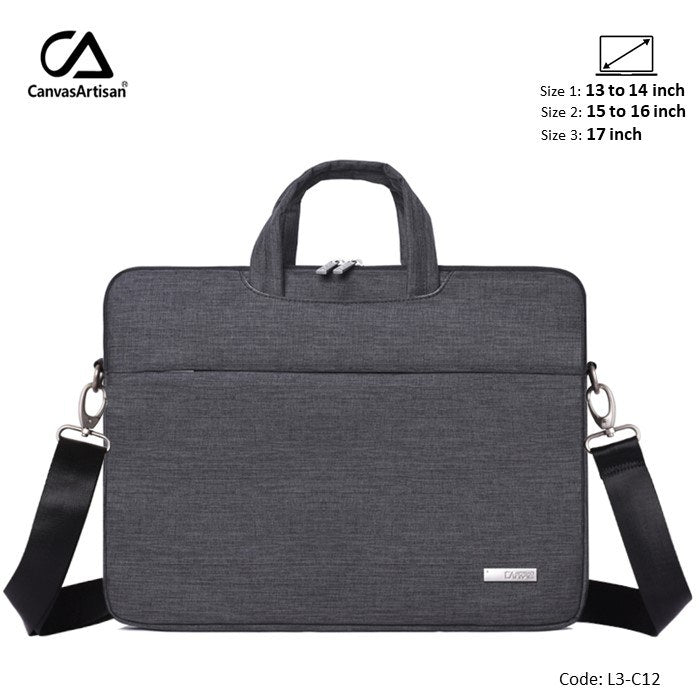 Canvasartisan Slim Laptop Bag L3-C12 (17 Inch) Dark Gray, Durable And Water-Resistant
