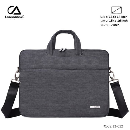 Canvasartisan Slim Laptop Bag L3-C12 (17 Inch) Dark Gray, Durable And Water-Resistant
