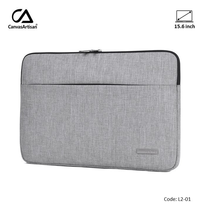 Canvasartisan Slim Laptop Sleeve L2-01 (15 Inch) Light Gray,  Water-Resistant