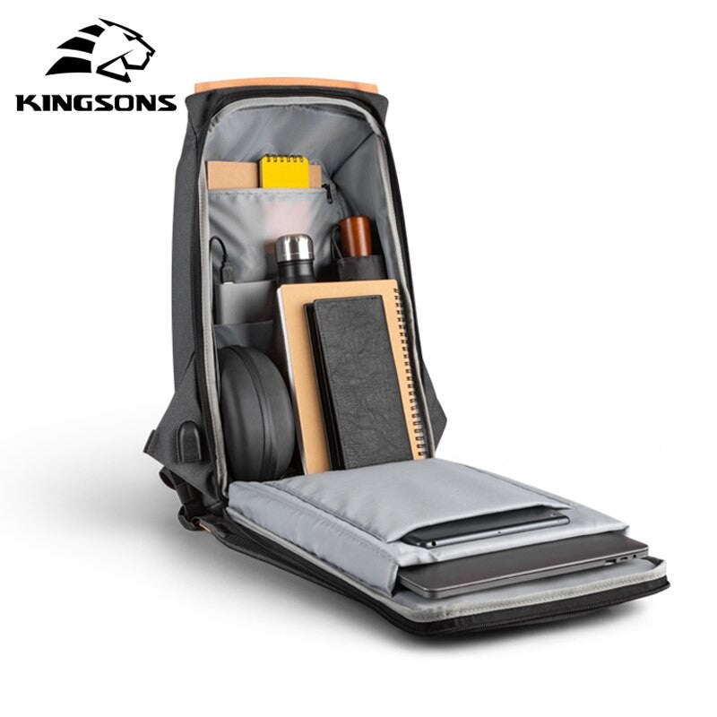 Kingsons, Simple Design Backpack Ks3207W, 15.6 Inch, Light Gray, Water-Resistant, Light Weight